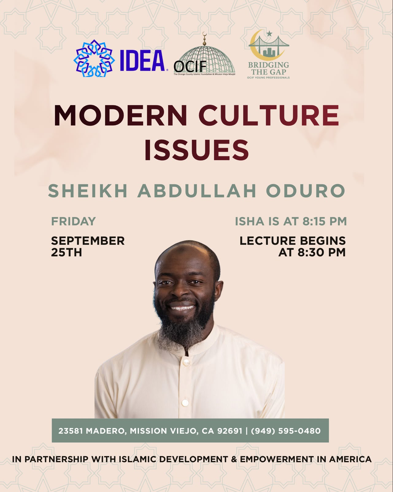 2026.9.25 - Modern Culture Issues. Shk Abdullah Oduro